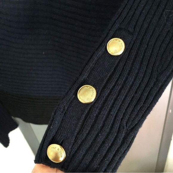 Rag & Bone Ribbed 100% Extra Fine Merino Wool Gold Button Sweater Top - 2XS - Picture 9 of 12